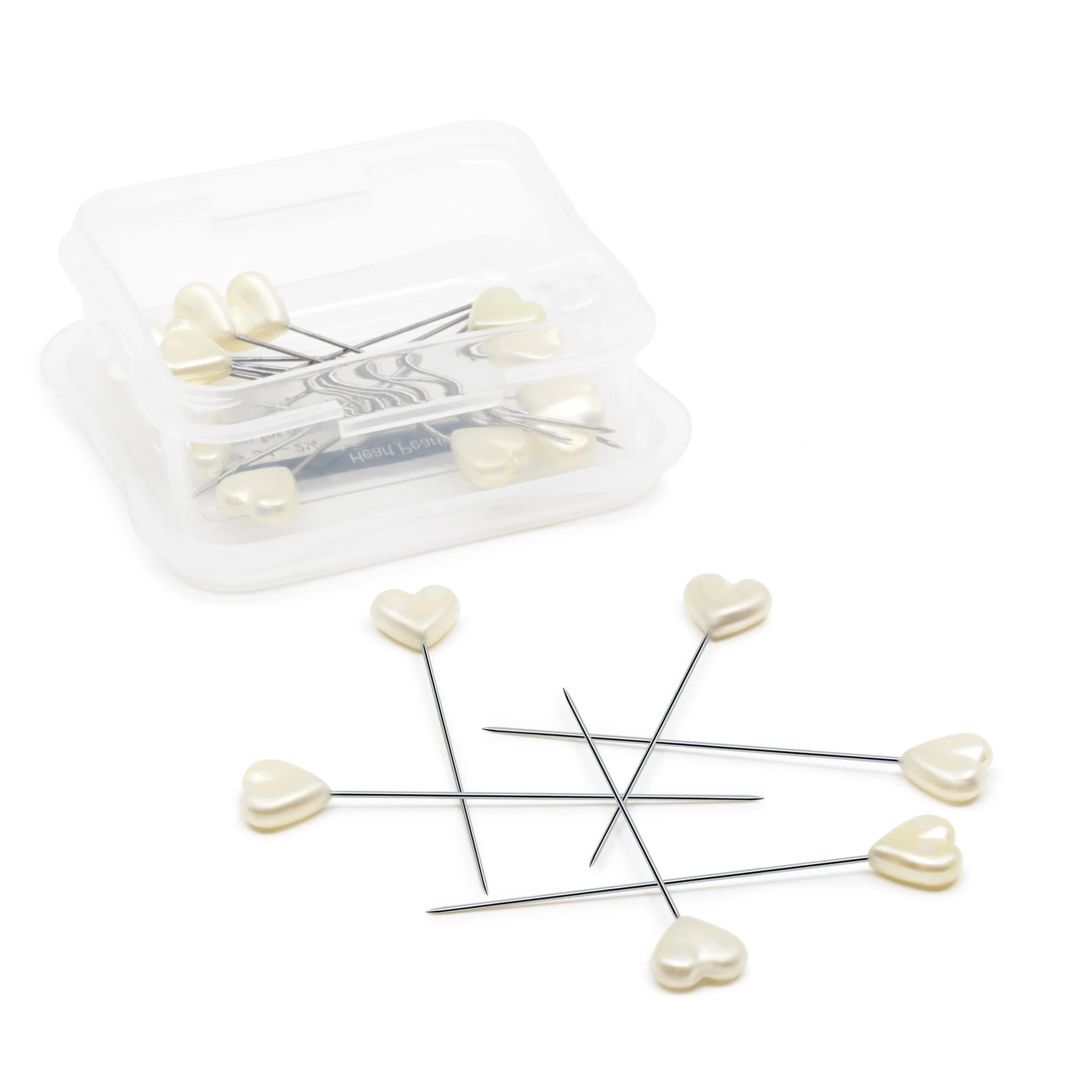 2-1/8" Heart Pearlized Pins, White, 20 pc - Image 3