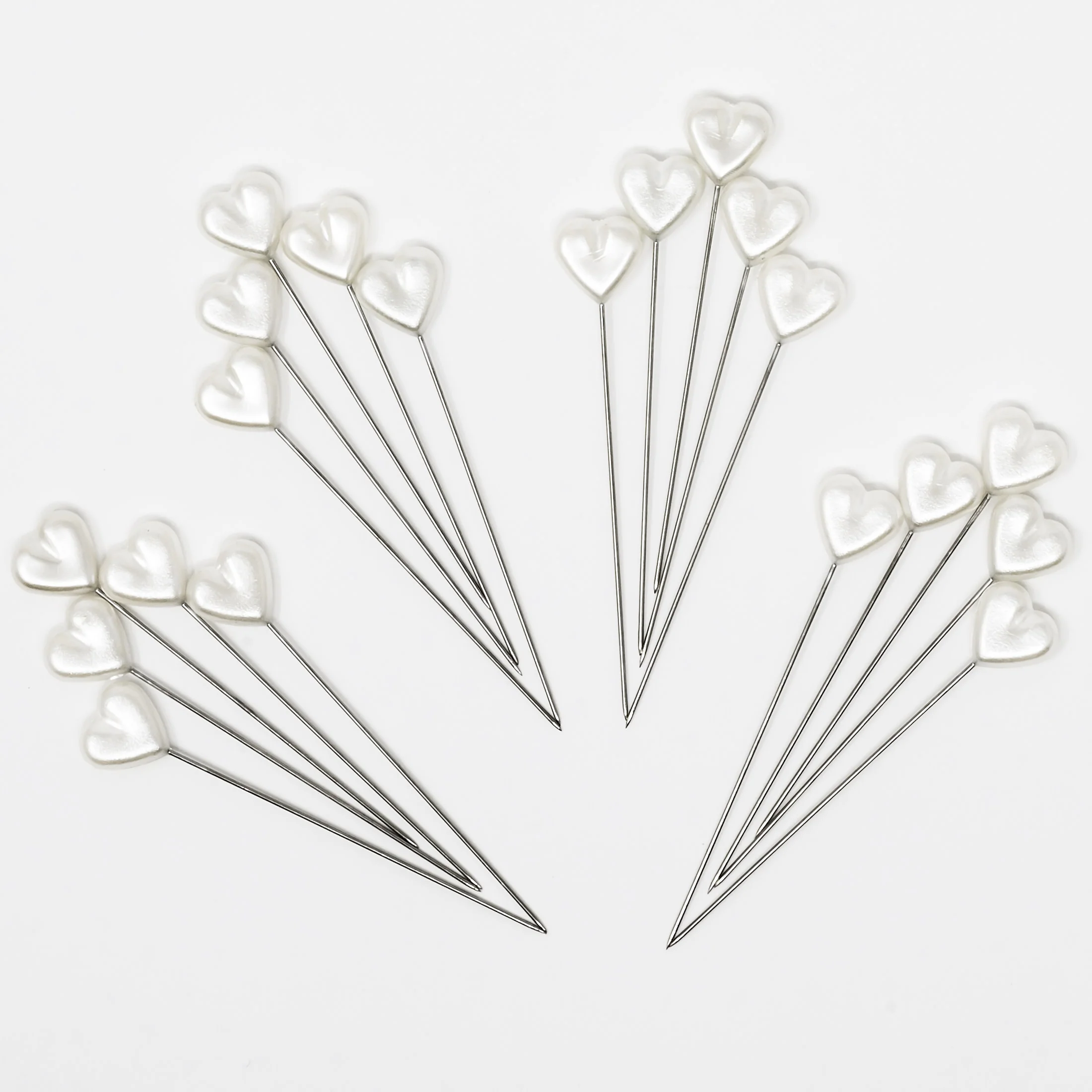 2-1/8" Heart Pearlized Pins, White, 20 pc - Image 4