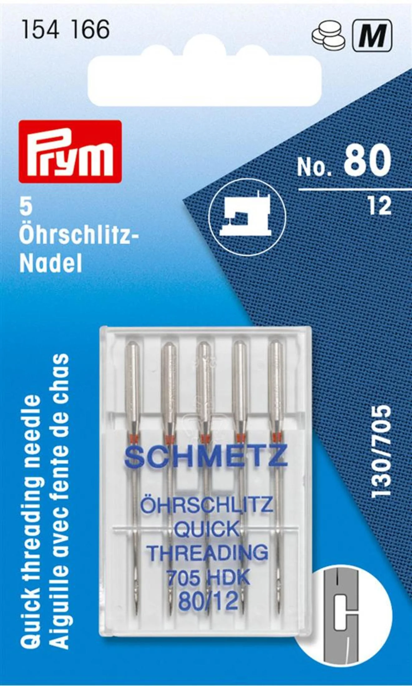 Quick Thread Sewing Machine Needles, Size 12 (No. 80), 5 pc