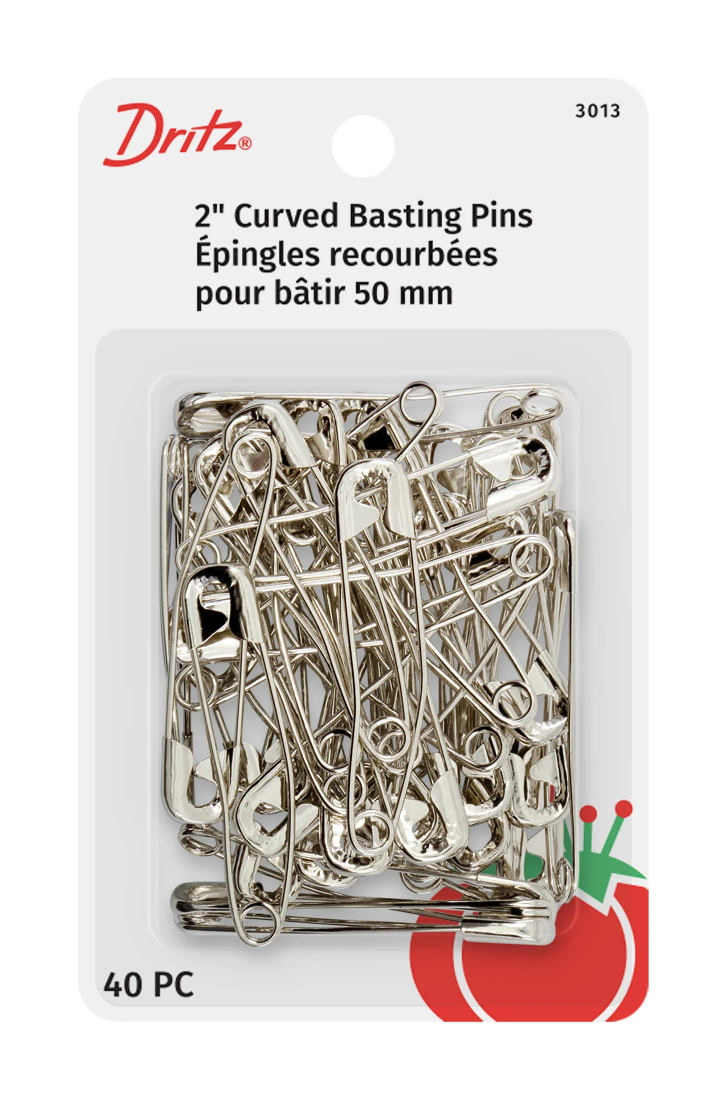 2" Curved Basting Pins, Nickel, 40 pc