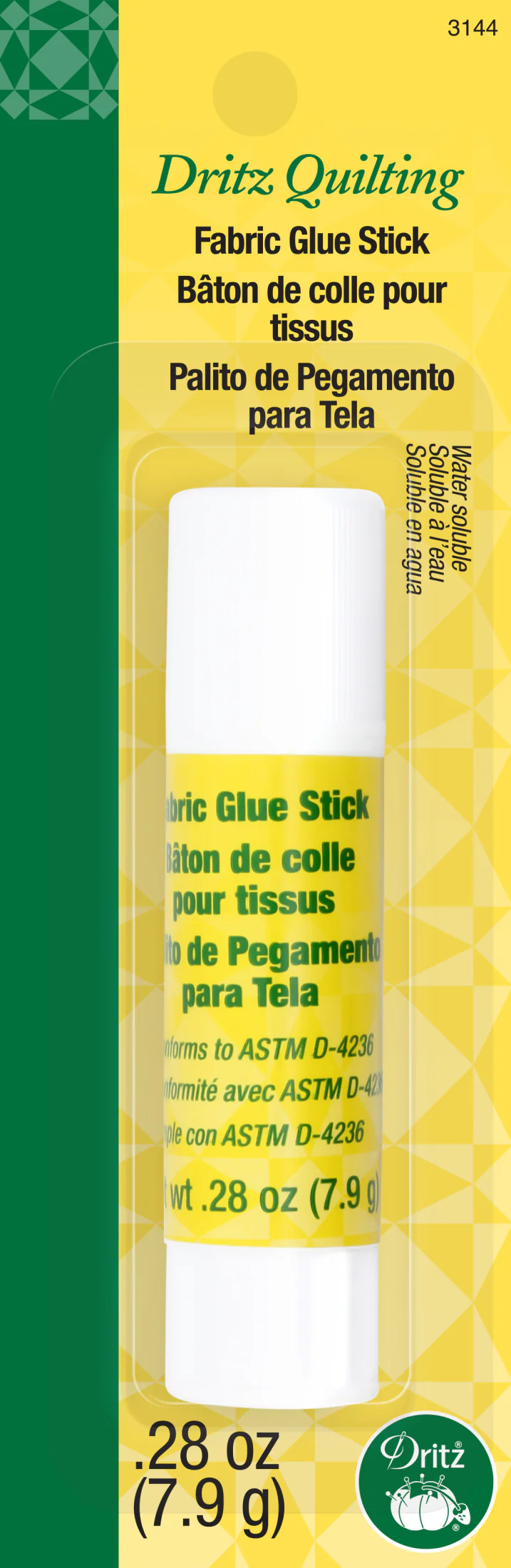 Fabric Glue Stick, Water Soluble, 0.28-Ounce