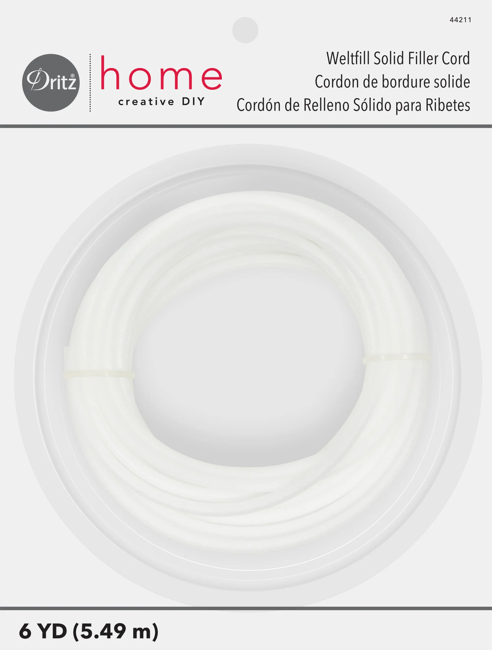 Weltfill Solid Filler Cord, White, 6 yd