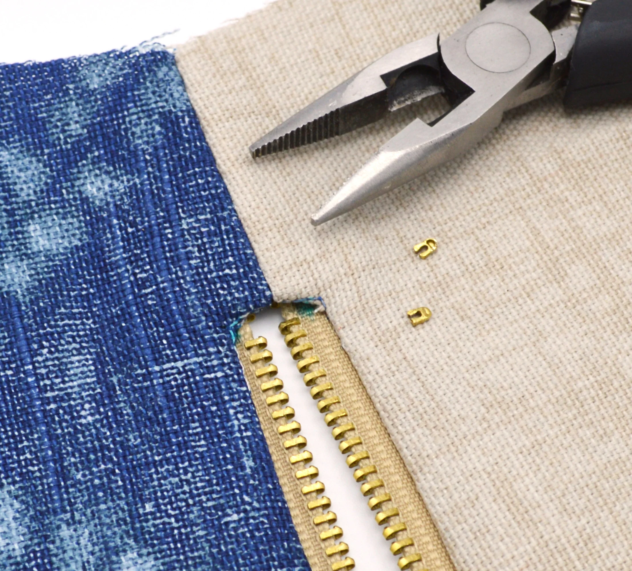 Brass Upholstery Zipper, Beige - Image 15
