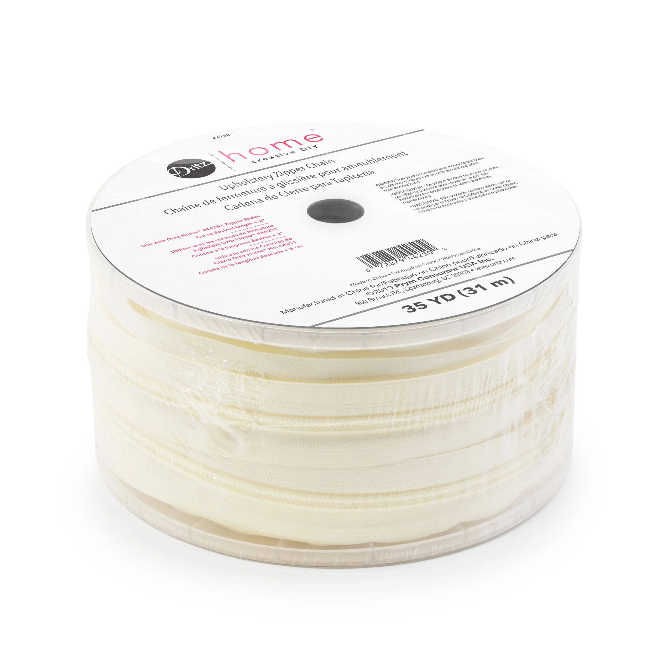 Nylon Upholstery Zipper Chain, Cream, 35 yd - Image 2