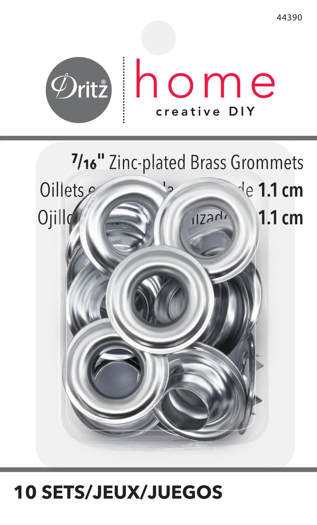 7/16" Zinc-Plated Brass Grommets, 10 Sets