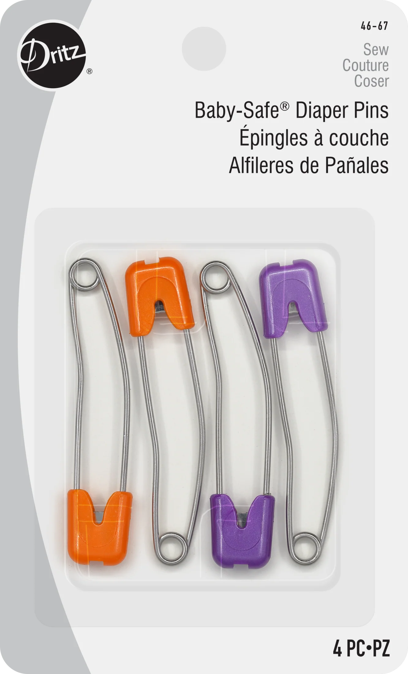 Bright Baby-Safe Diaper Pins, 4 Count, Assorted Colors