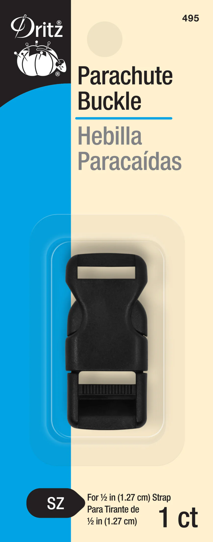 1/2" Parachute Buckle, Black