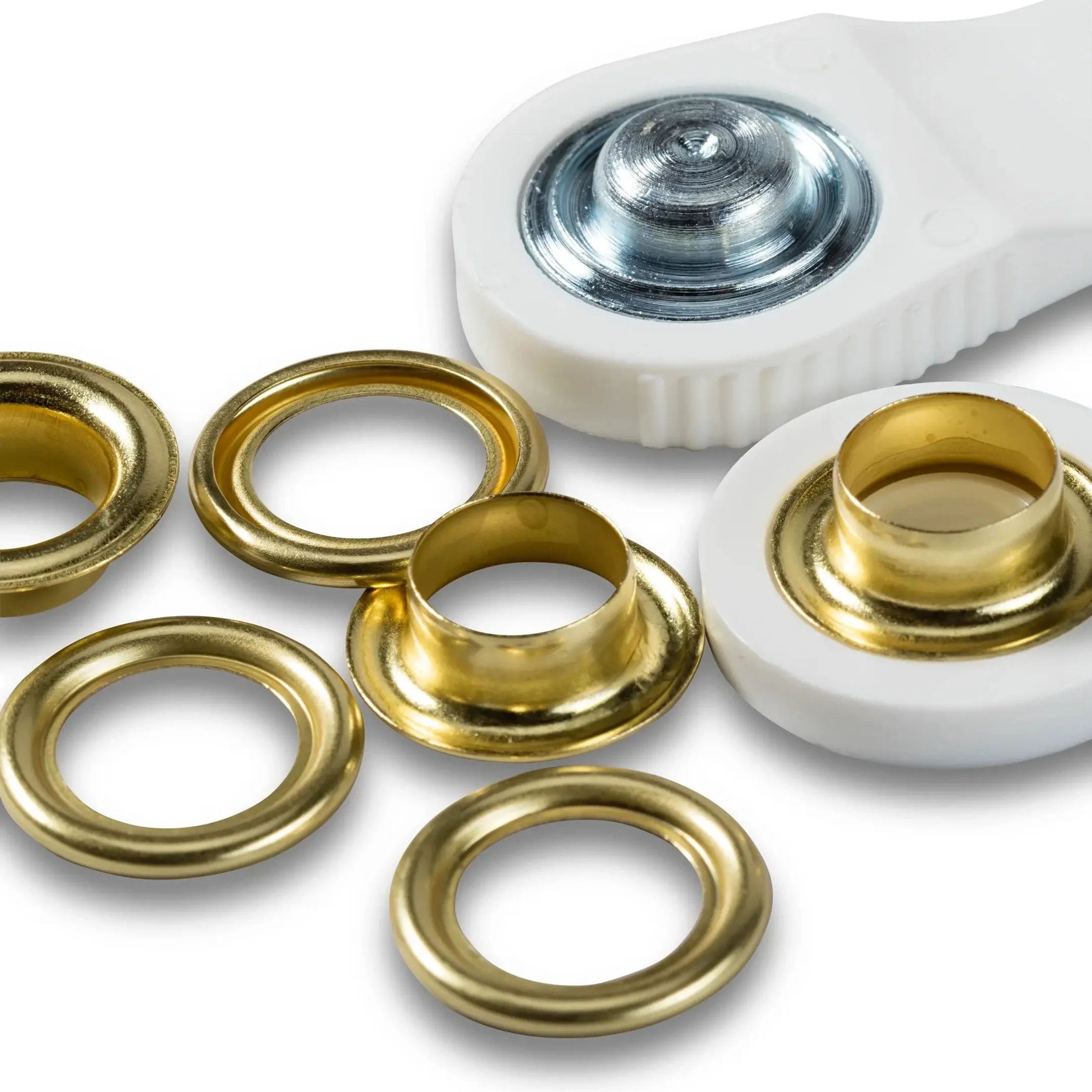Eyelets with washers 11 mm gold with tools 15pc - Image 3