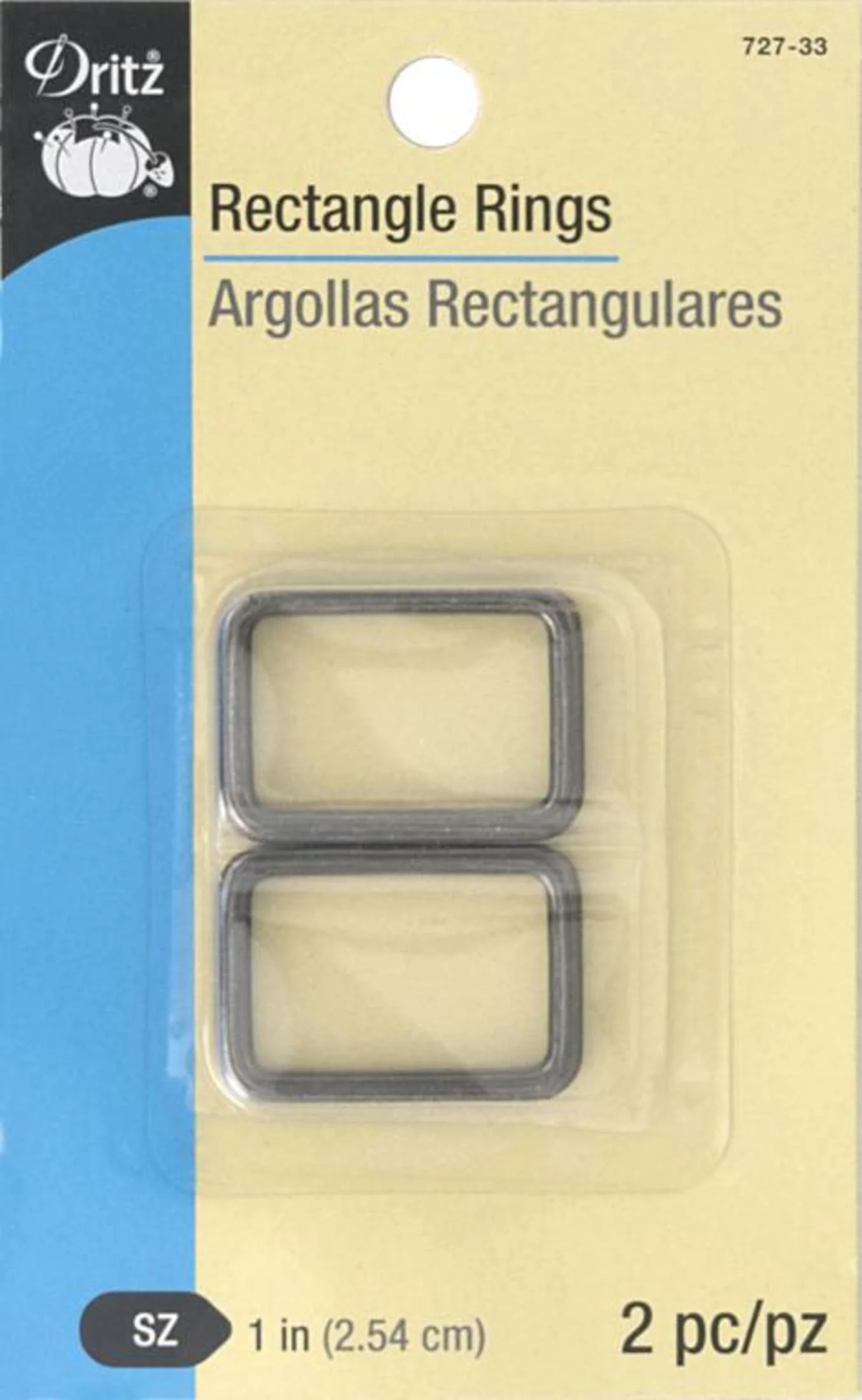 1" Rectangle Rings, Gunmetal, 2 pc