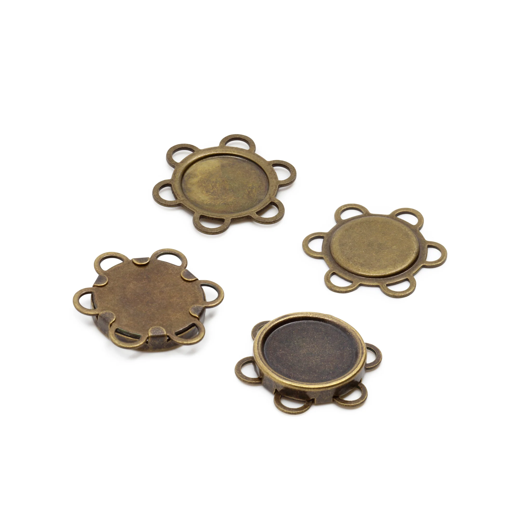 Magnetic Flower Sew-On Snap, 1 Set, Antique brass - Image 3