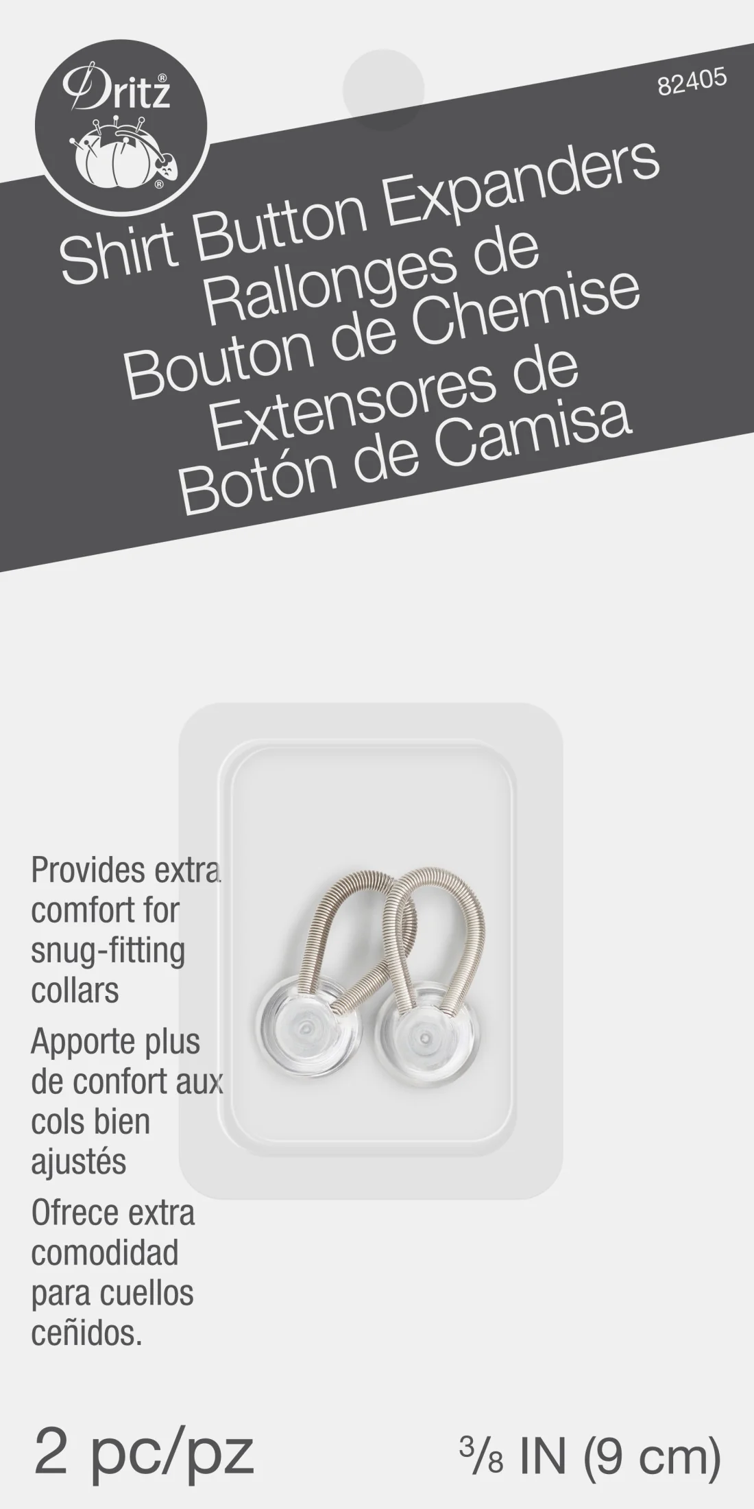 Shirt Button Expanders, 3/8-Inch, 2 Count, White