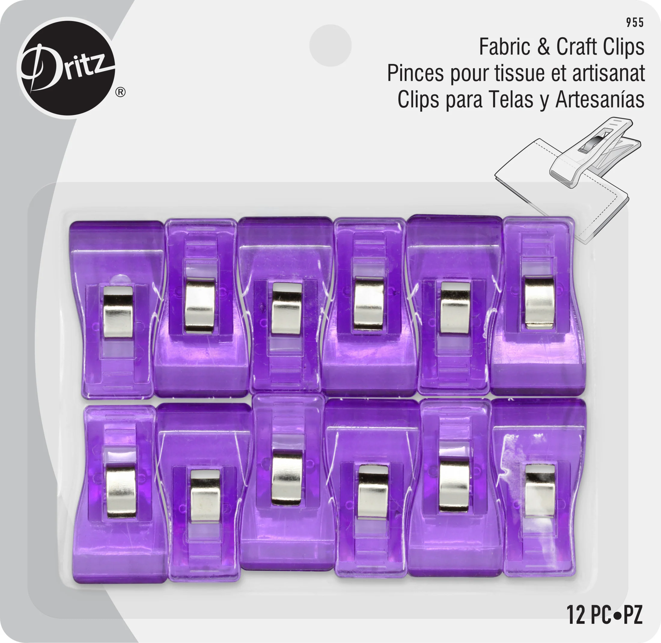 Fabric & Craft Clips, Purple, 12 pc