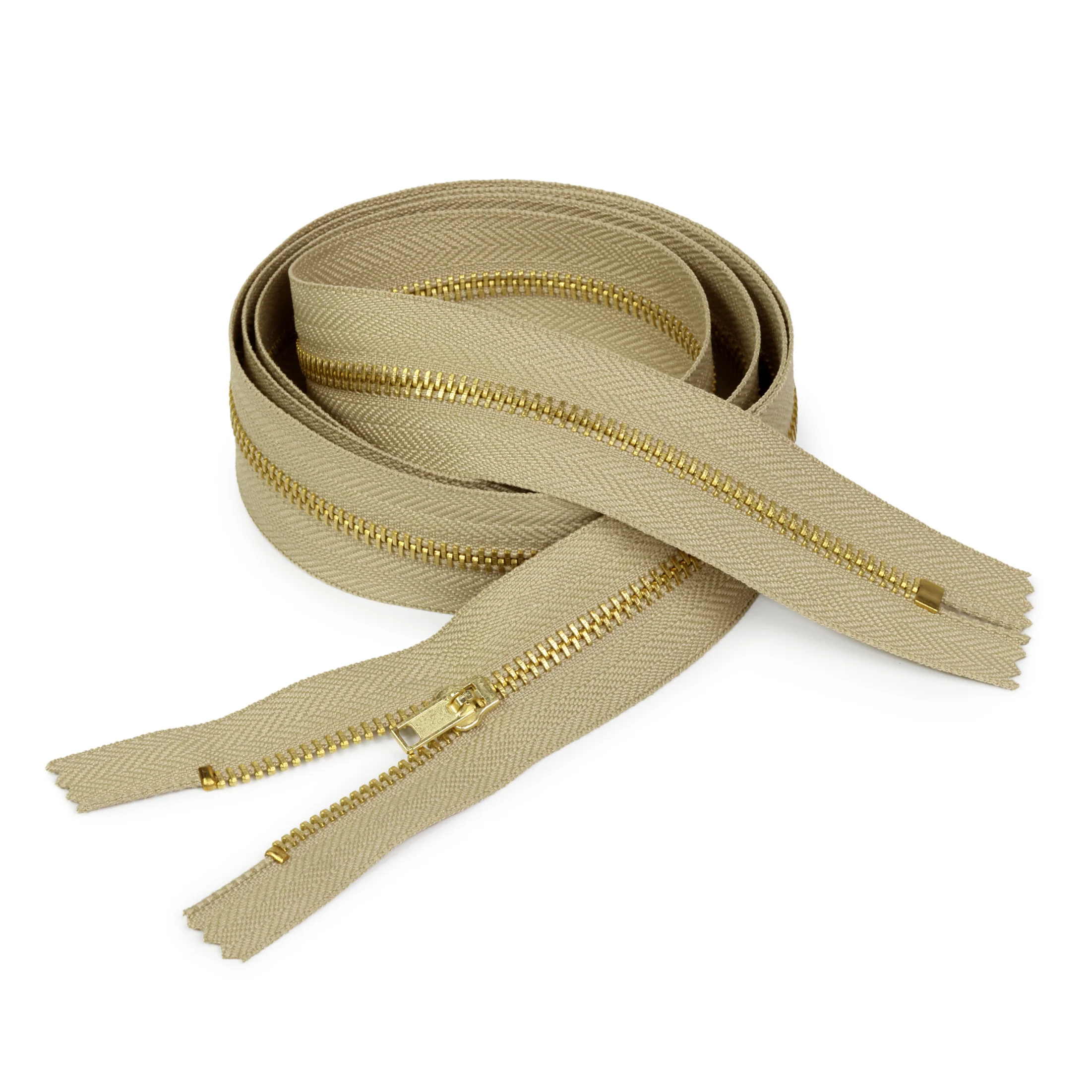 Brass Upholstery Zipper, Beige - Image 4