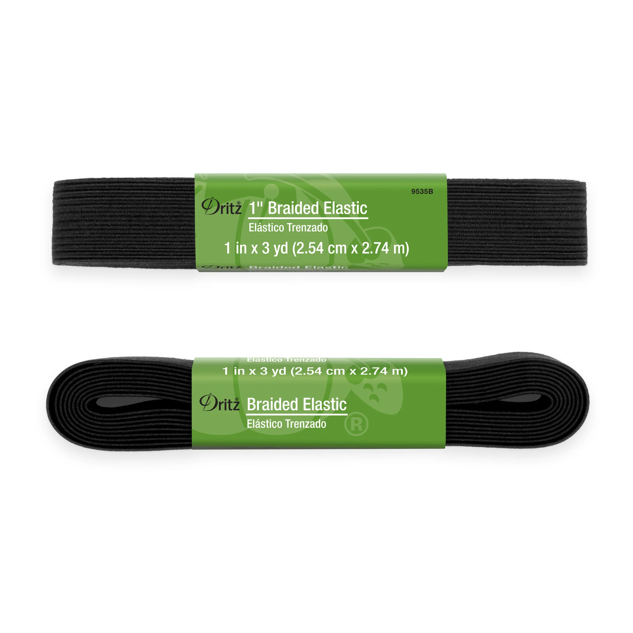 1" Braided Elastic, Black - Image 2