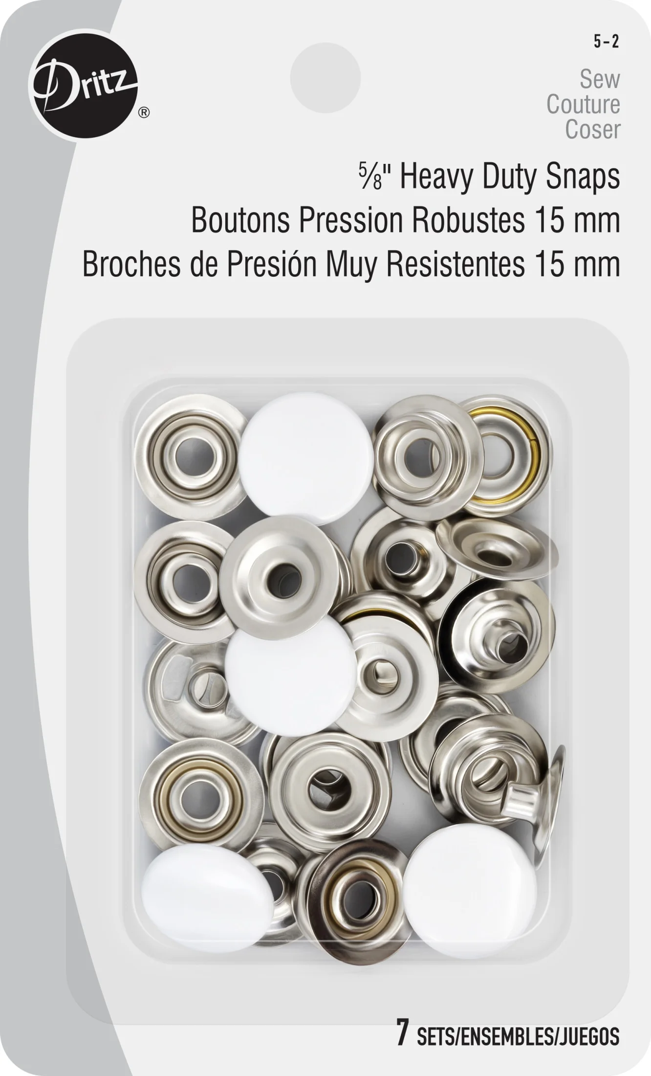 5/8" Heavy Duty Snaps, 7 Sets