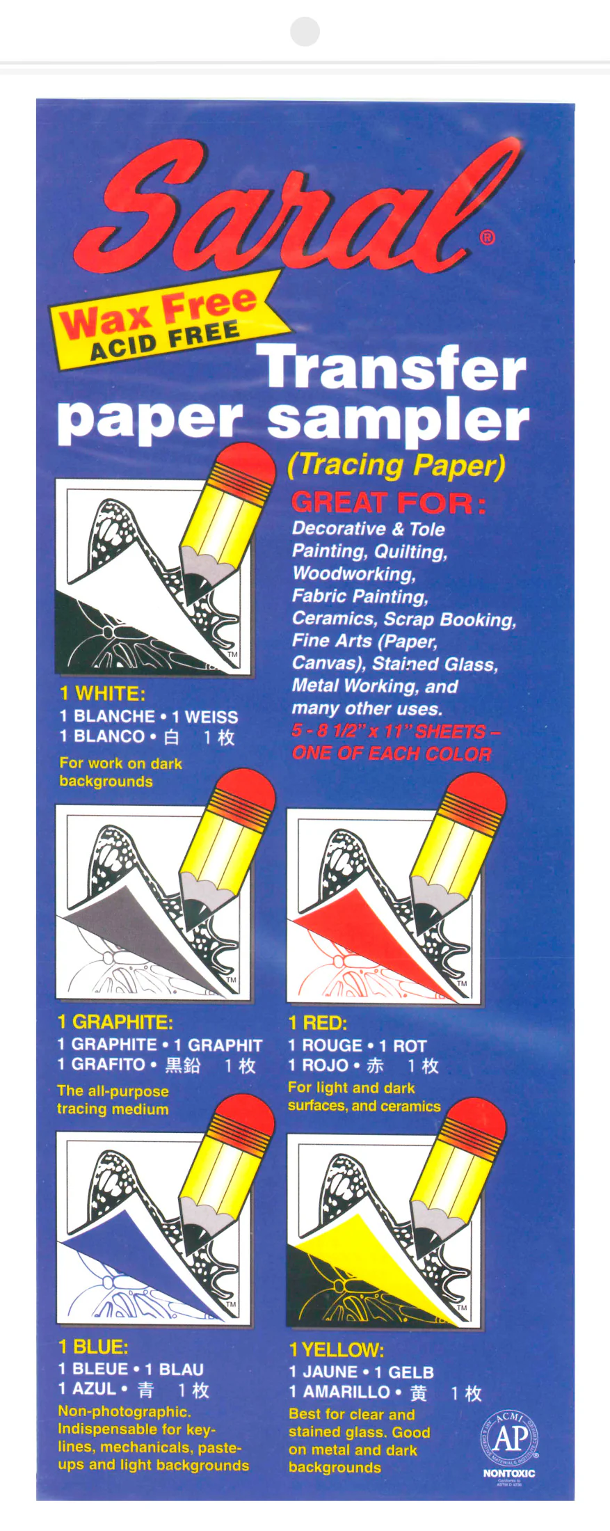 Saral Transfer Paper, Assorted, 5 pc