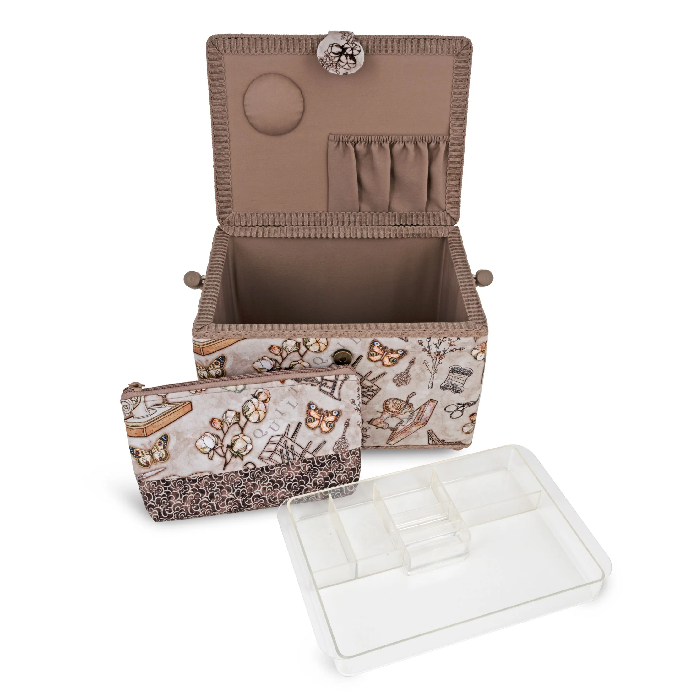 Rectangular Sewing Basket with Zippered Case, Large - Image 4