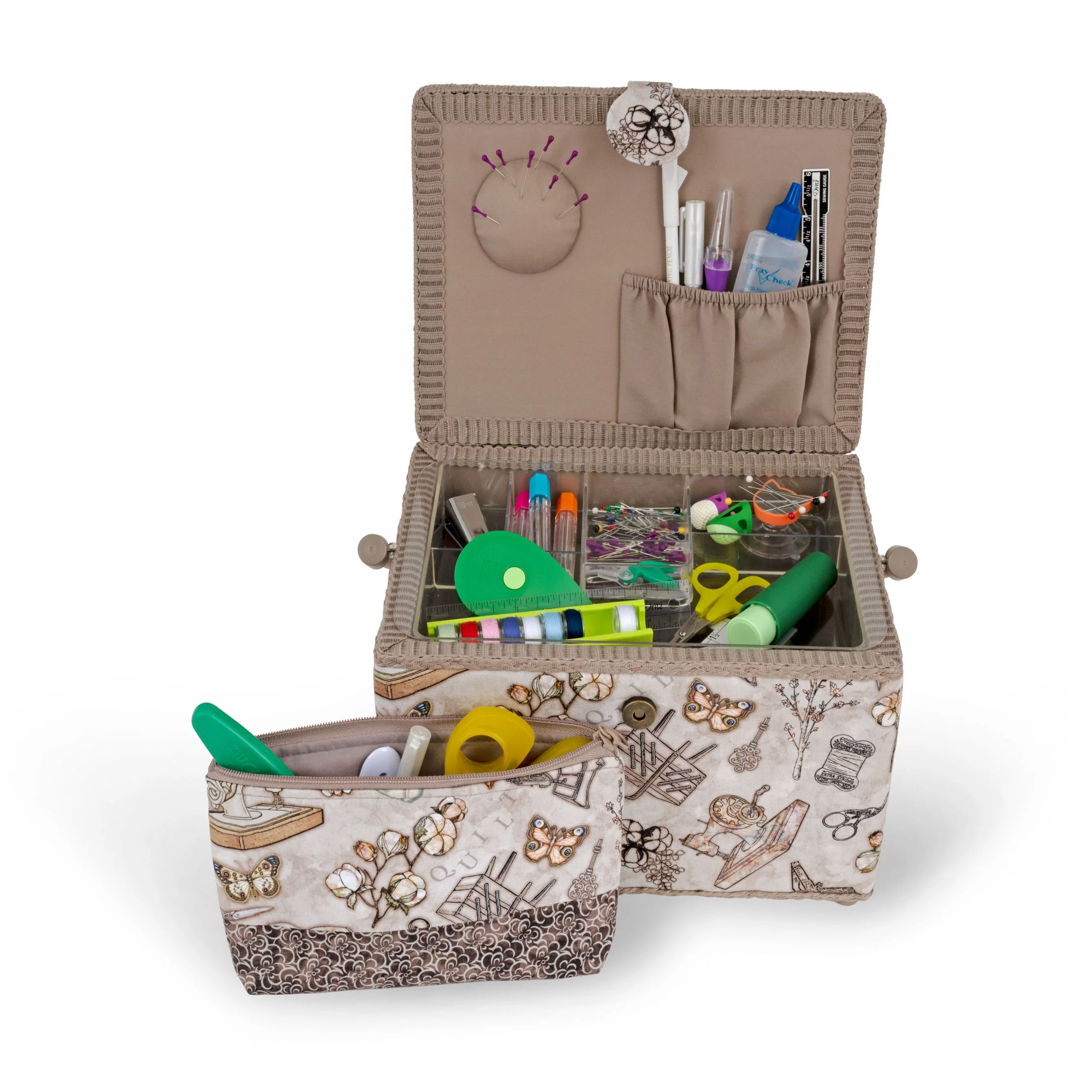 Rectangular Sewing Basket with Zippered Case, Large - Image 6